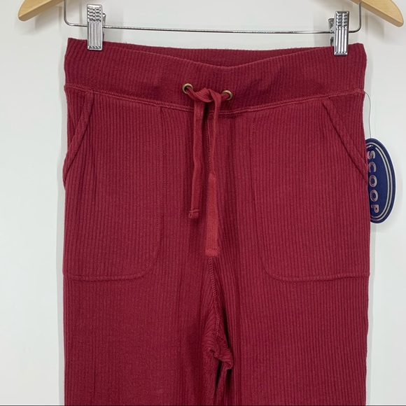 Scoop Maroon Red Cozy Soft Ribbed Pajama Set Shirt & High Waisted Jogger New Nwt - Picture 9 of 16